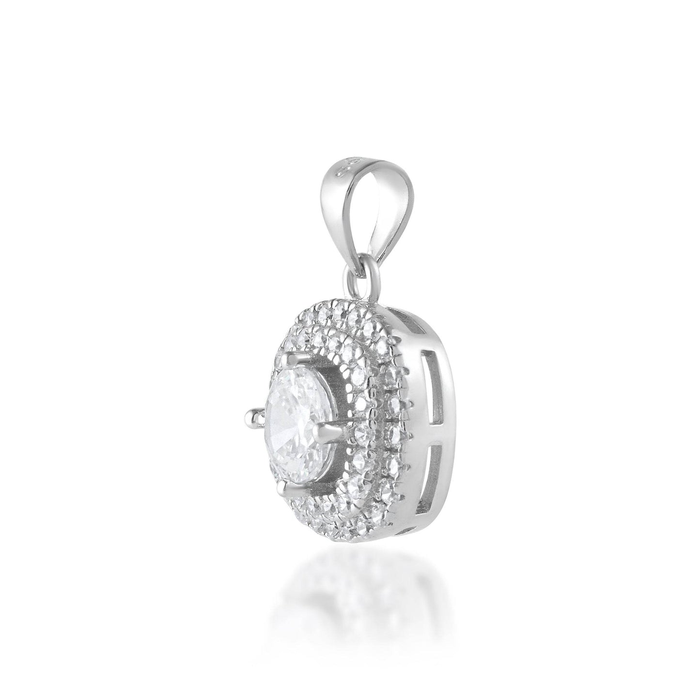 Ariva Silver Cubic Zirconia-Studded Pendant Set - Ariva 