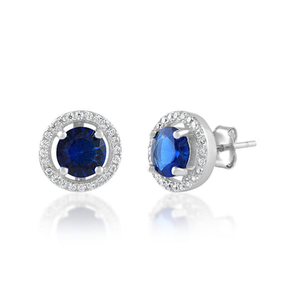 Ariva Silver Blue Studded Pendant Set - Ariva 