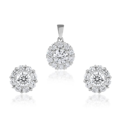 Ariva Silver White Zirconia Pendant Set - Ariva 