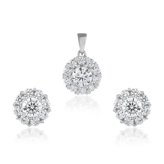 Ariva Silver White Zirconia Pendant Set - Ariva 