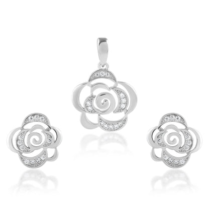 Ariva Silver Flower Pendant Set - Ariva 