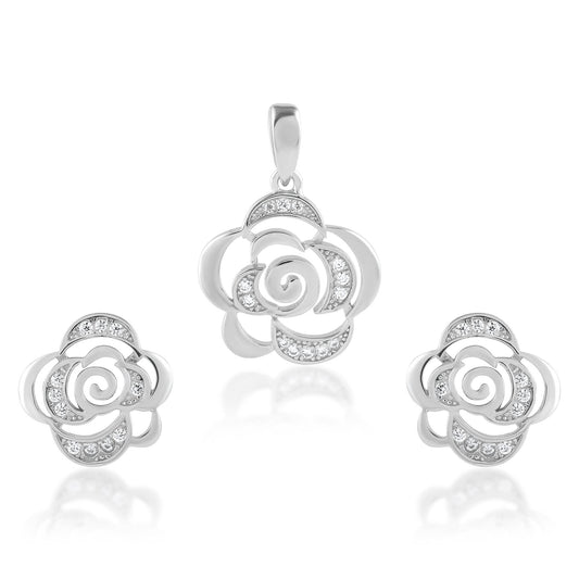 Ariva Silver Flower Pendant Set - Ariva 