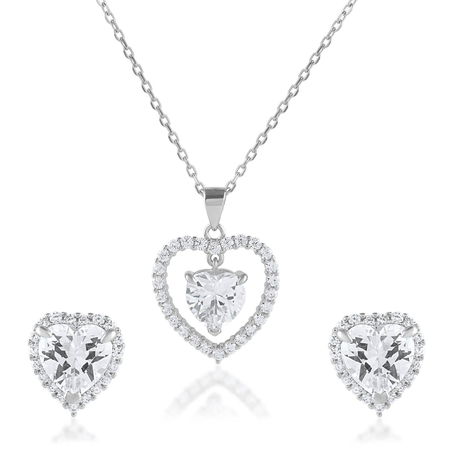 Ariva Silver Heart Pendant Set - Ariva 