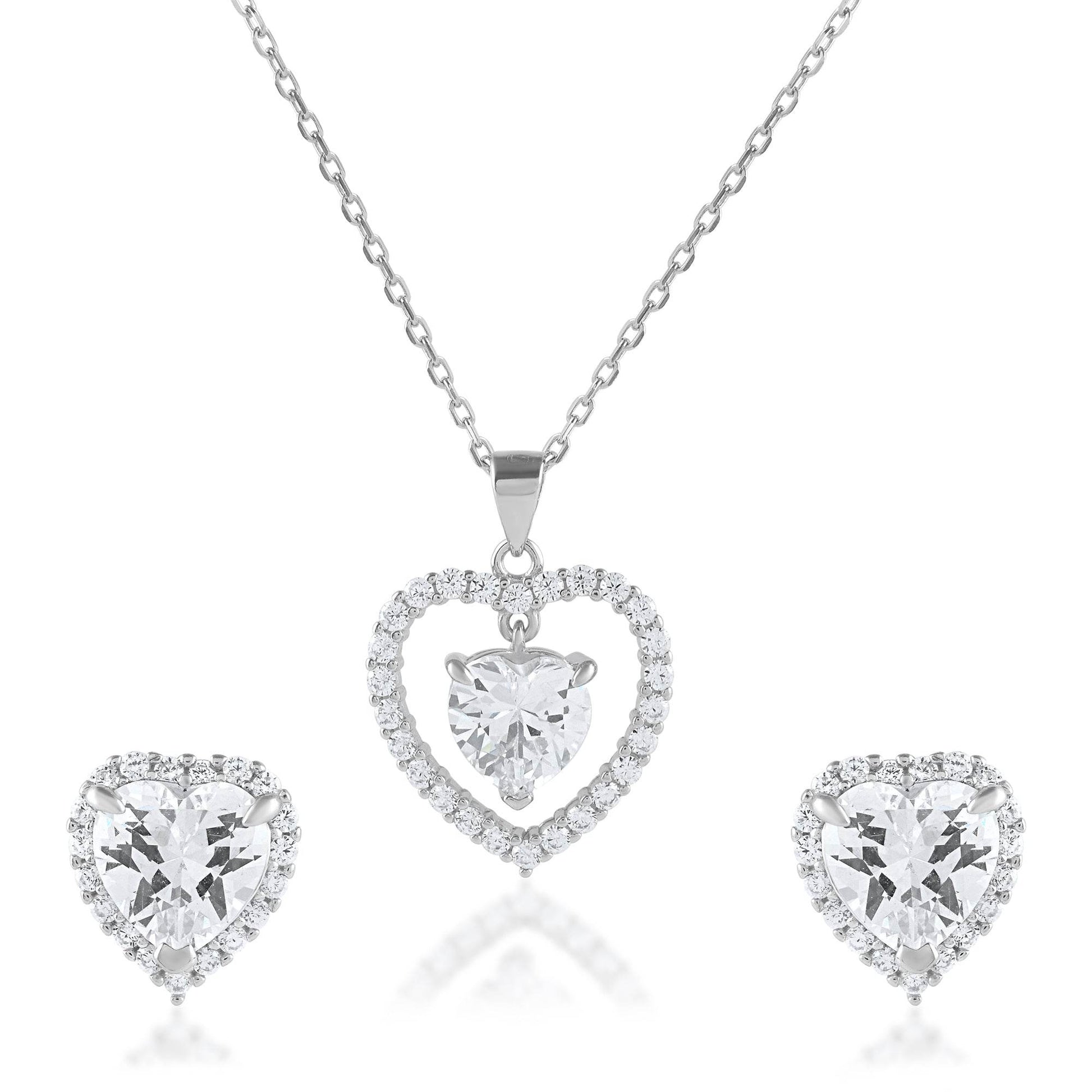 Ariva Silver Heart Pendant Set - Ariva 