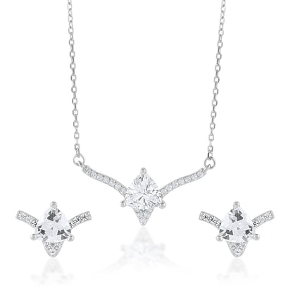 Ariva Silver Zirconia Studded Pendant Set - Ariva 