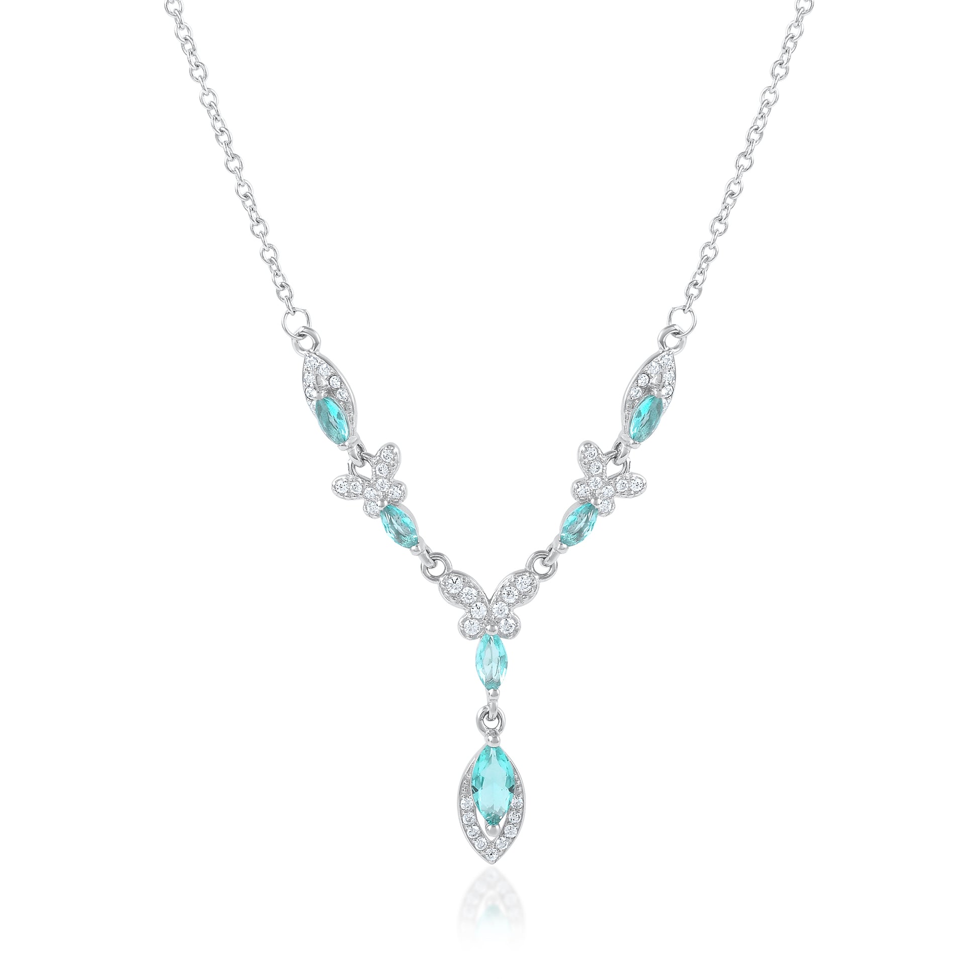 Ariva Silver Aqua Bloom Necklace Ariva