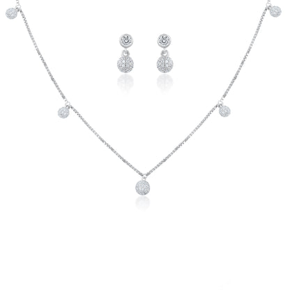 Ariva Silver Sparkle Drop Necklace Set Ariva