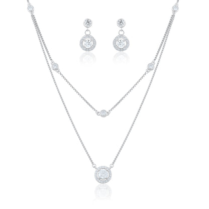 Ariva Silver Double Layered Necklace Set Ariva
