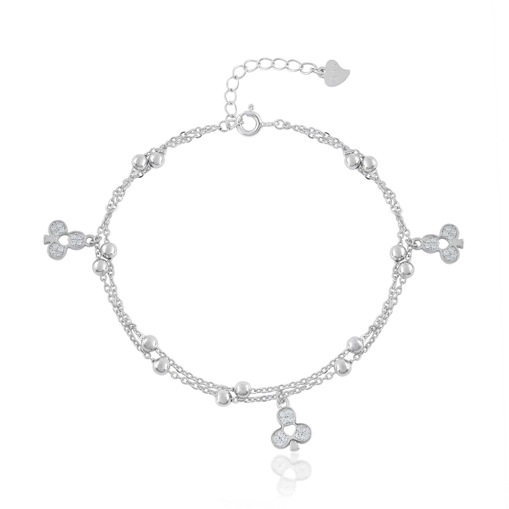 Ariva Silver Clover Charm Bracelet Ariva