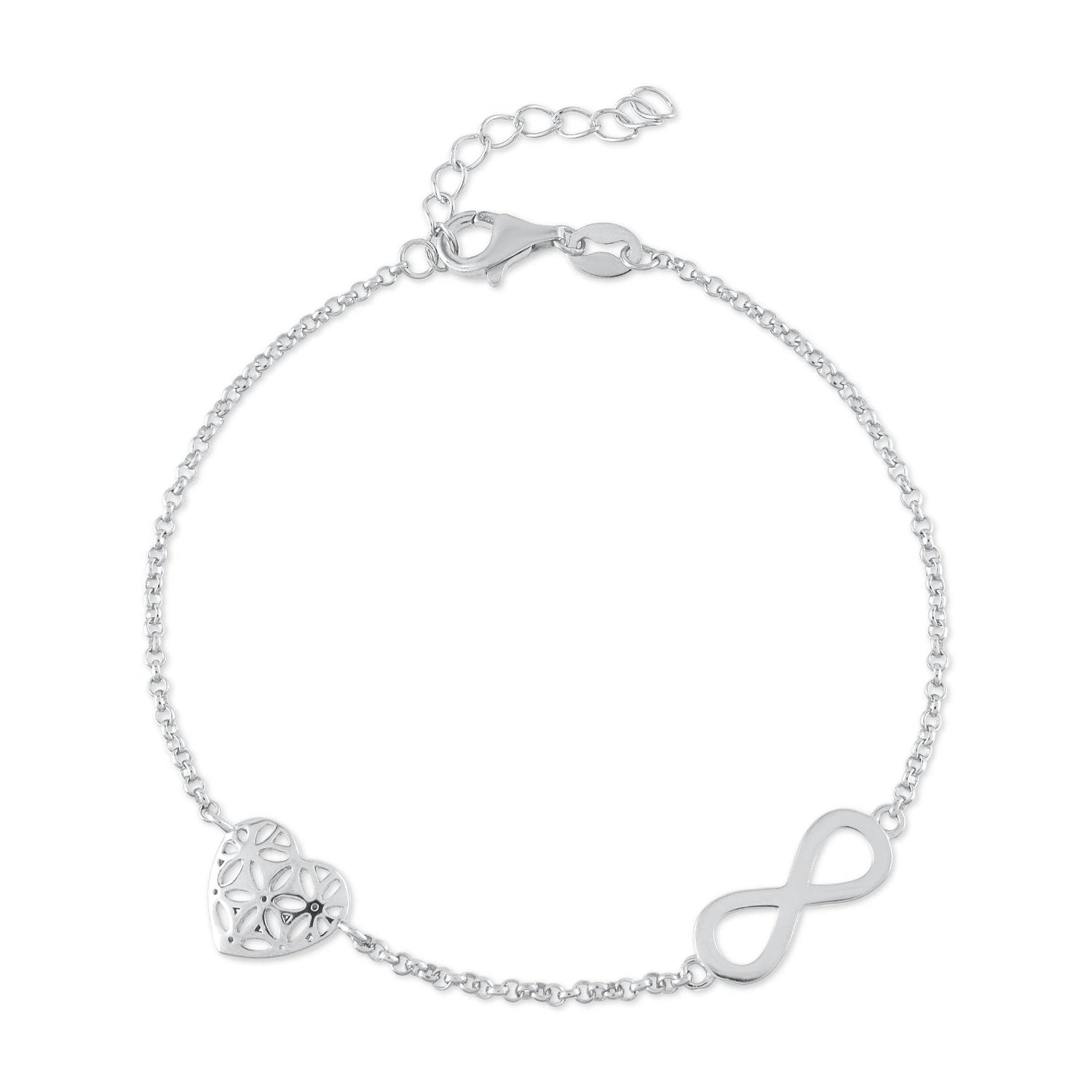 Ariva Silver Infinity Heart Bracelet - Ariva 