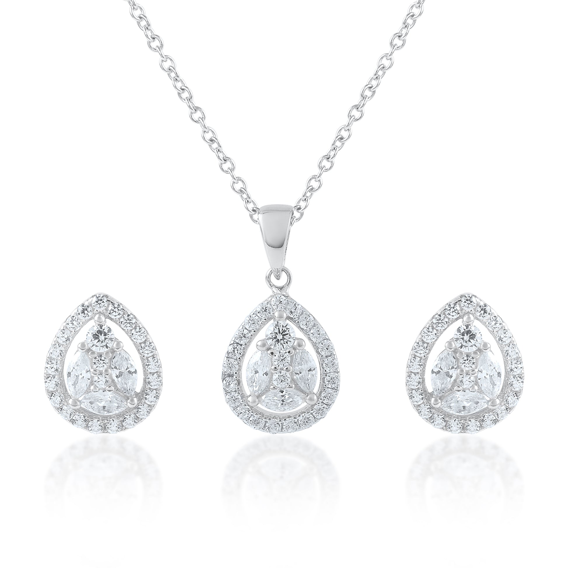 Ariva Silver Teardrop Pendant Set Ariva