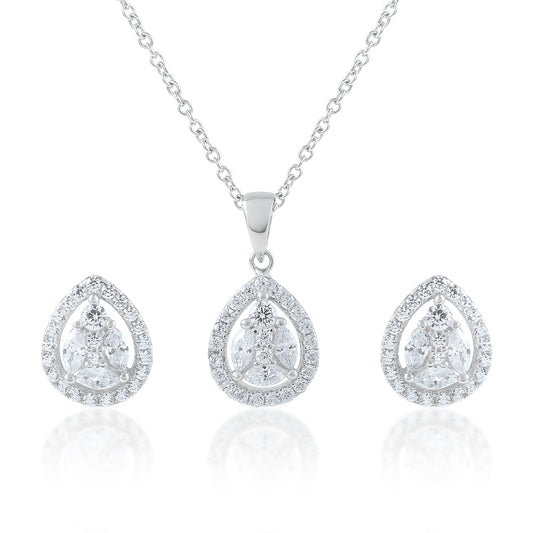 Ariva Silver Teardrop Pendant Set Ariva