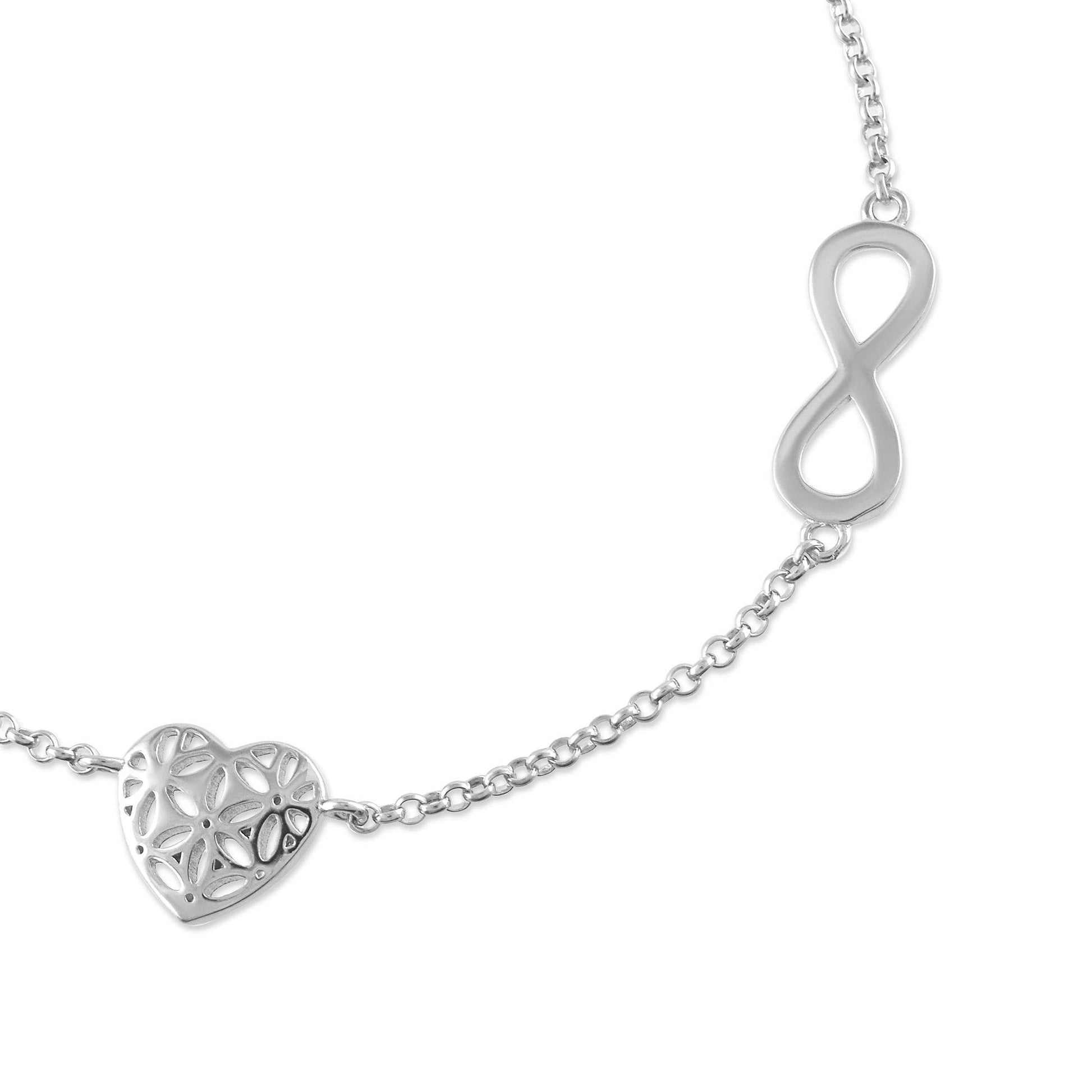 Ariva Silver Infinity Heart Bracelet - Ariva 