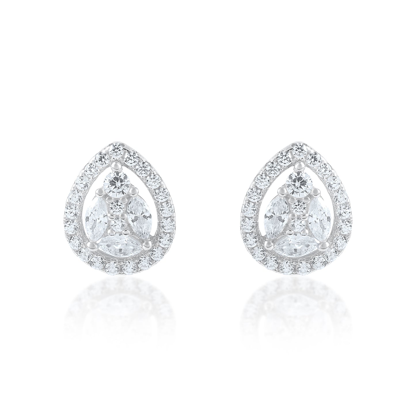 Ariva Silver Teardrop Stud Earrings Ariva