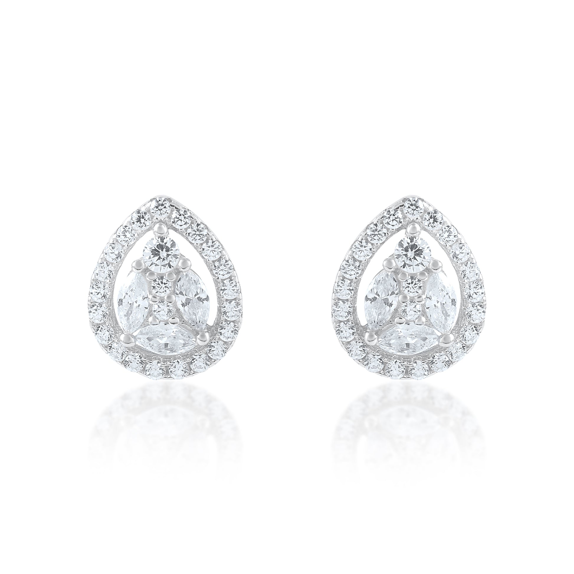 Ariva Silver Teardrop Stud Earrings Ariva