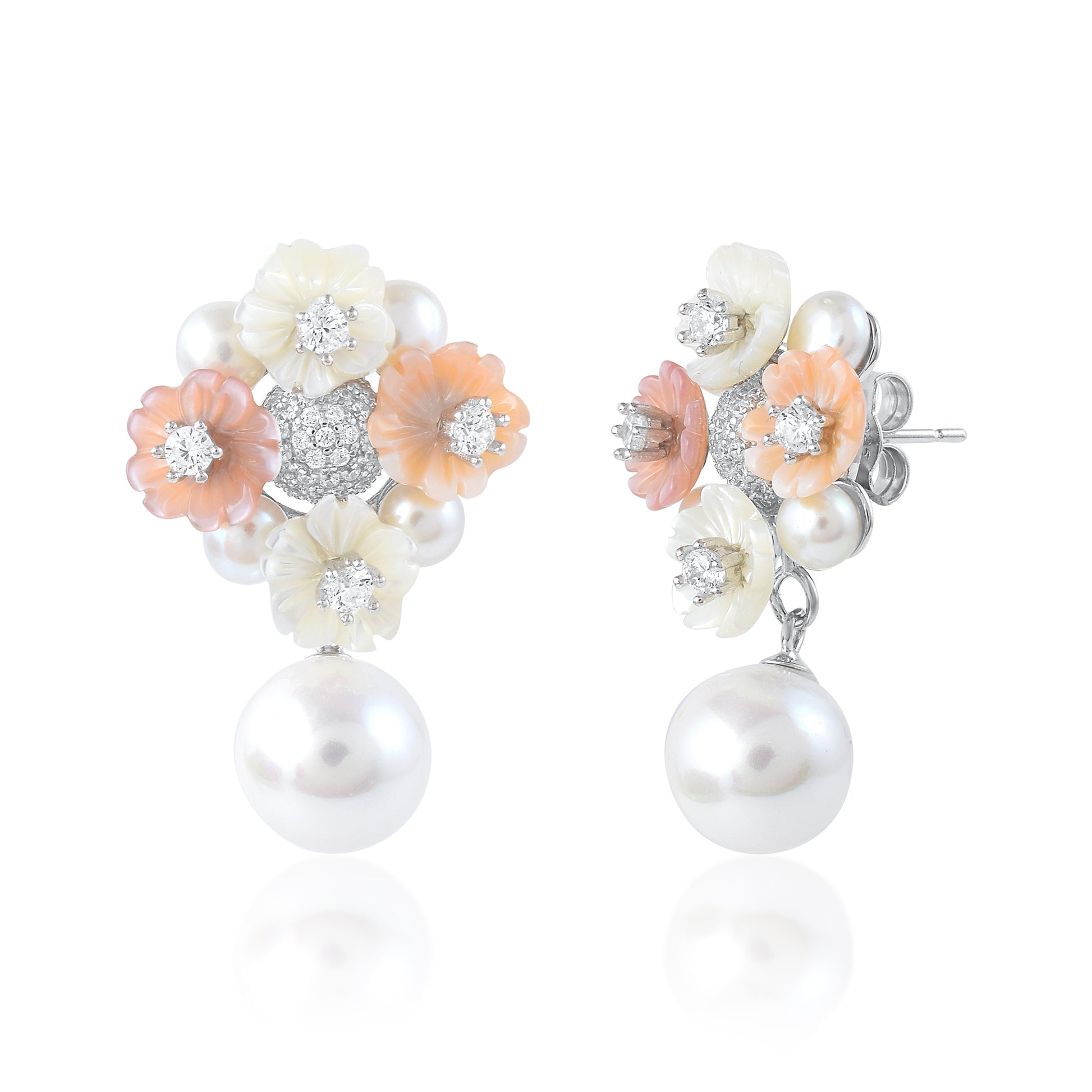 Ariva Silver Blossom Pearl Pendant Set Ariva