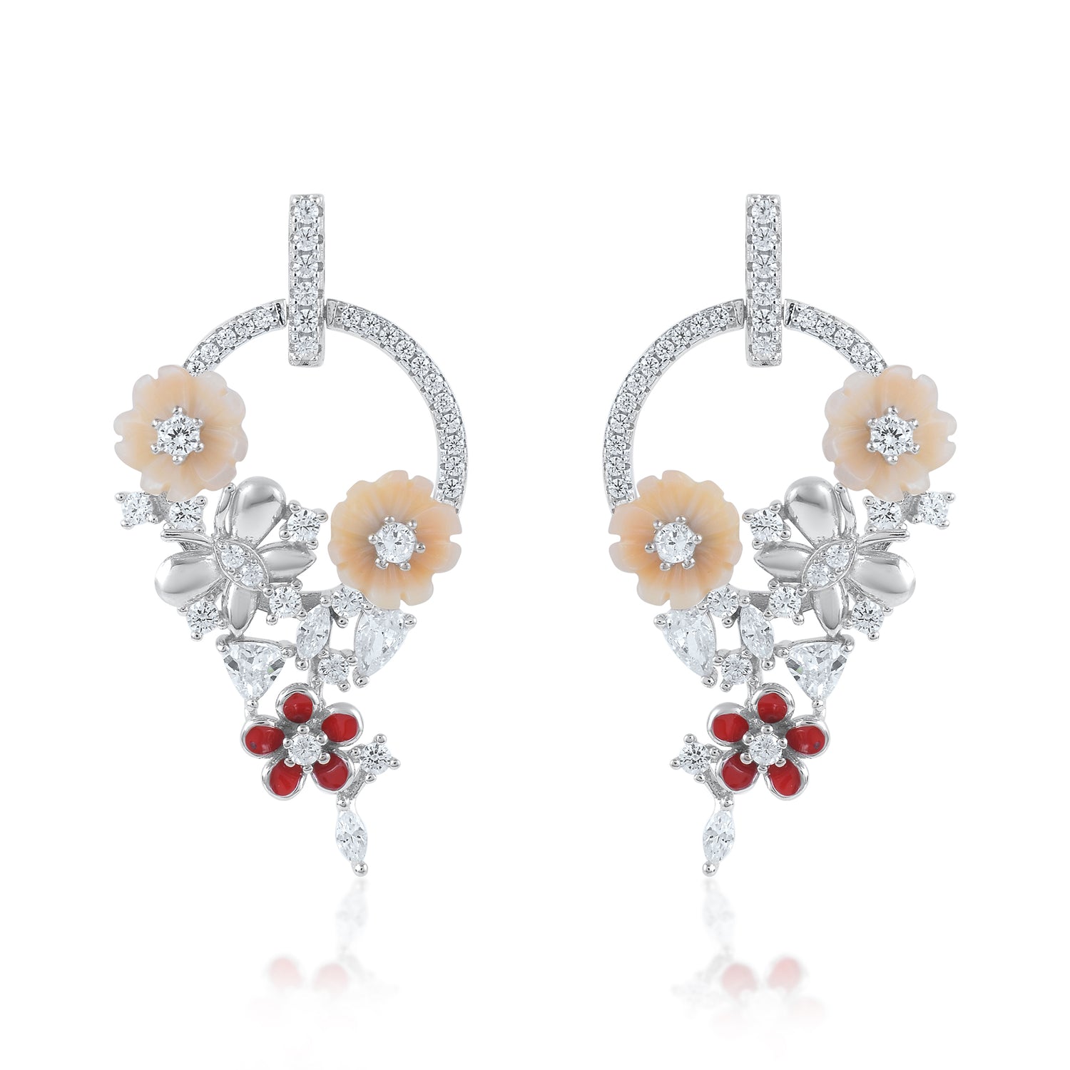 Ariva Silver Garden Charm Hoop Earrings Ariva