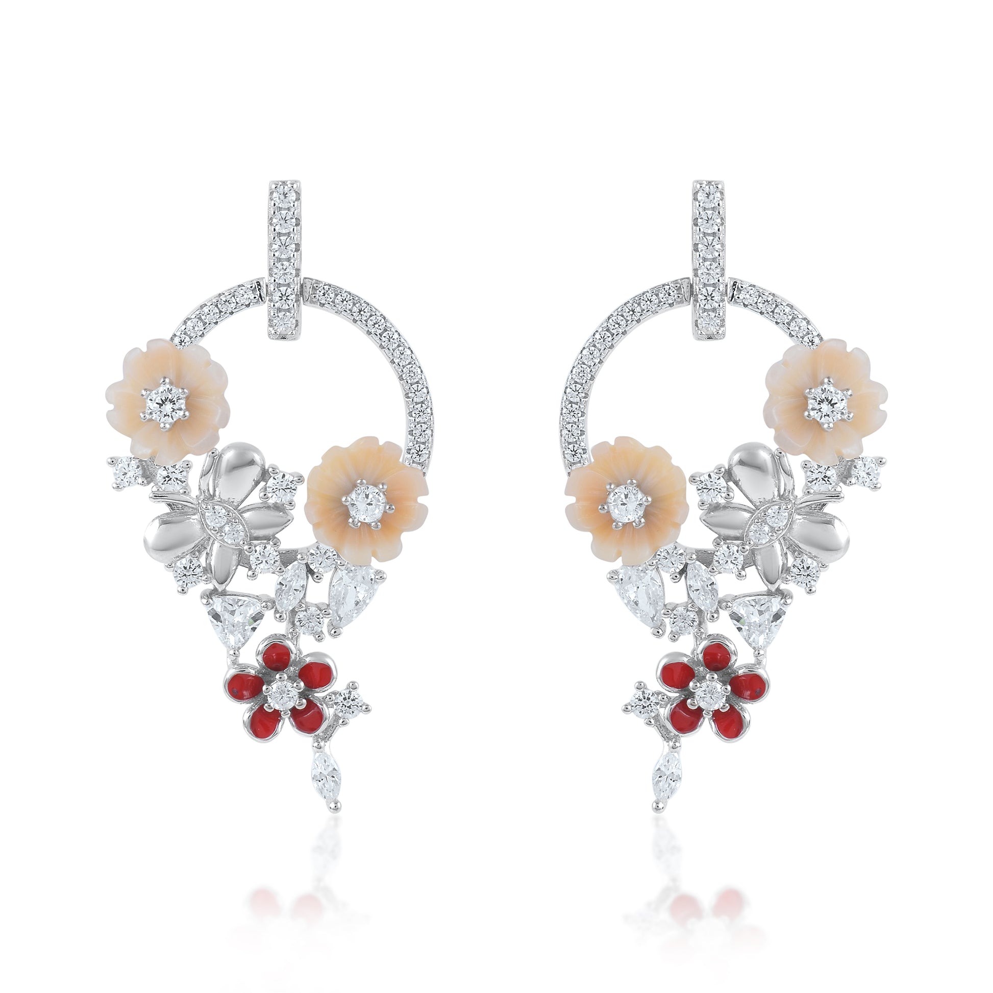 Ariva Silver Garden Charm Hoop Earrings Ariva