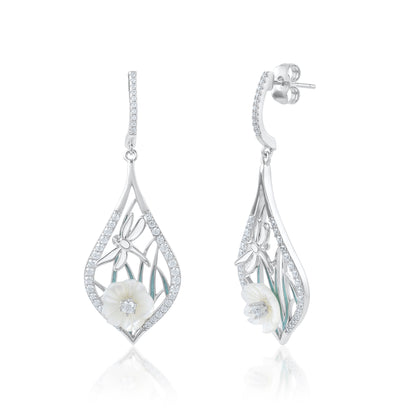 Ariva Silver Leafy Bloom Drop Earrings Ariva