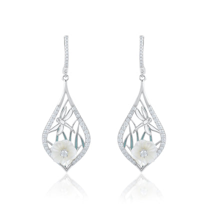 Ariva Silver Leafy Bloom Drop Earrings Ariva