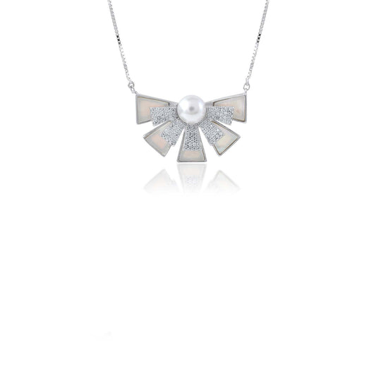 Ariva Silver Pearl Statement Necklace Ariva