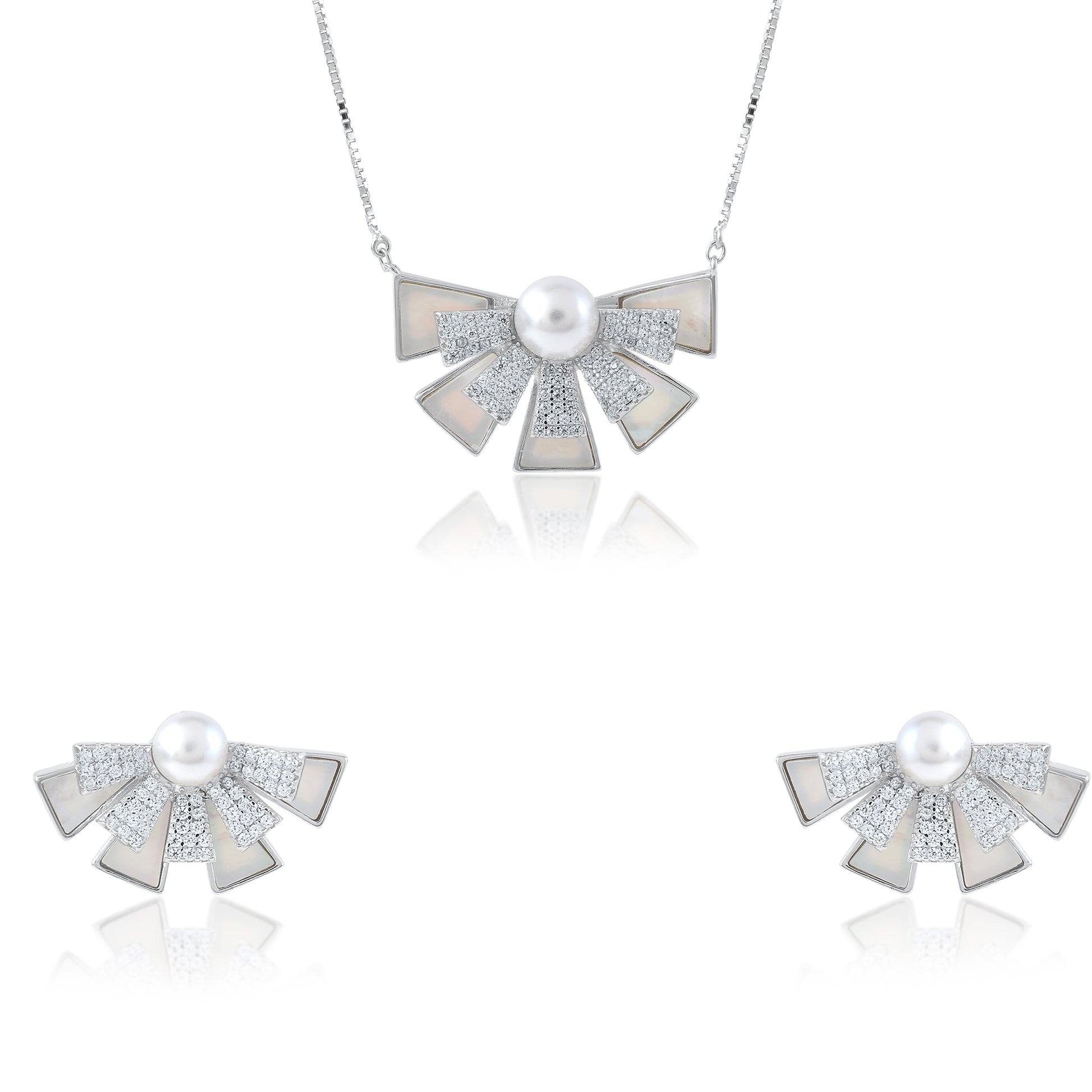 Ariva Silver Pearl Pendant Set Ariva