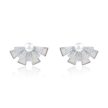 Ariva Silver Pearl Stud Earrings Ariva