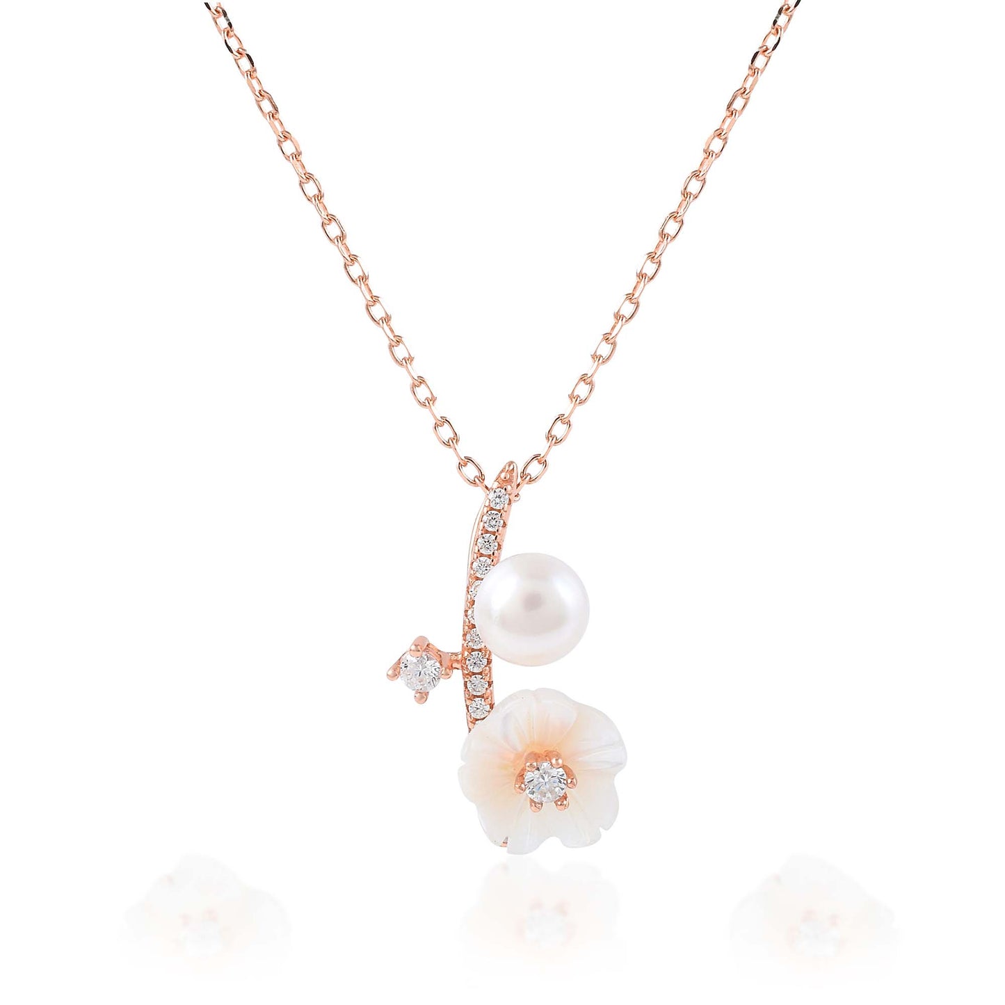Ariva Silver Rose Gold Blossom Necklace Ariva